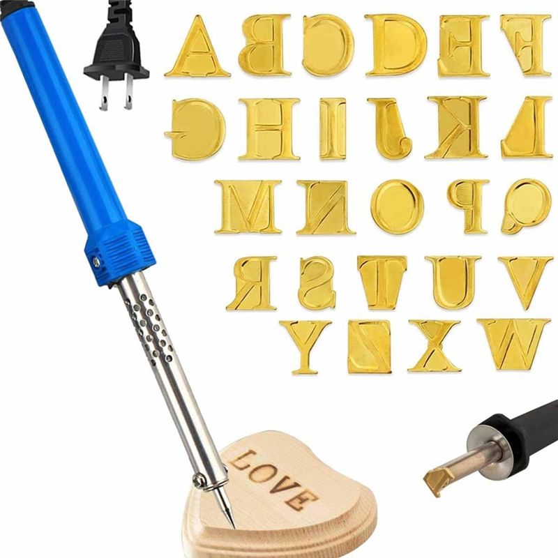 Leather Stamp Set - AA63 HOT Wood Burner With Letters