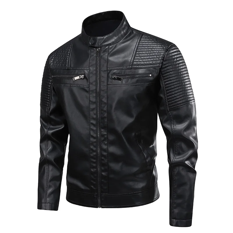 Male Korean Fashion Casual PU  - Leather Work Jacket Mens ulasan dan harga