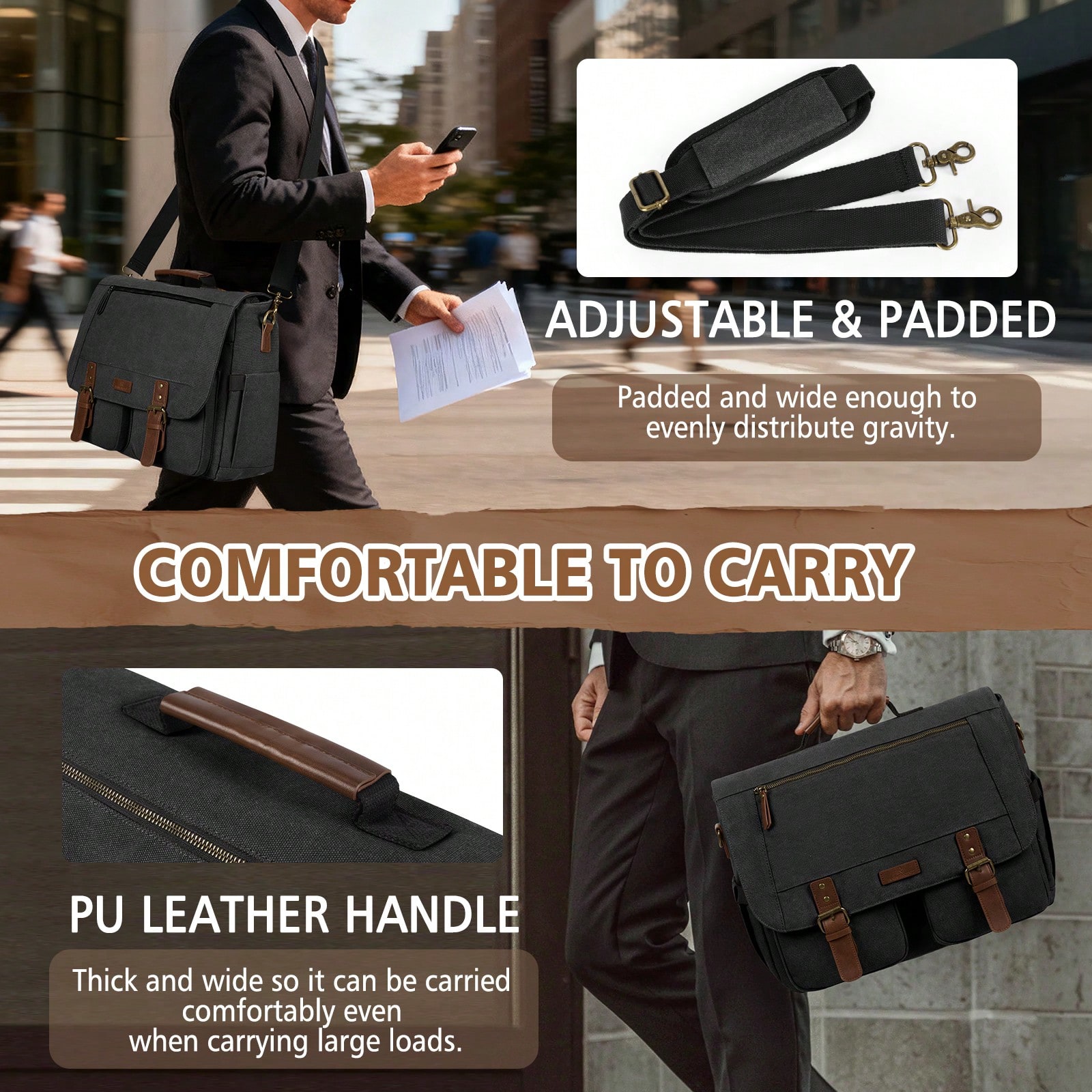 Vintage Men's Messenger Bag, 1 - Leatherwork Thread ulasan dan harga