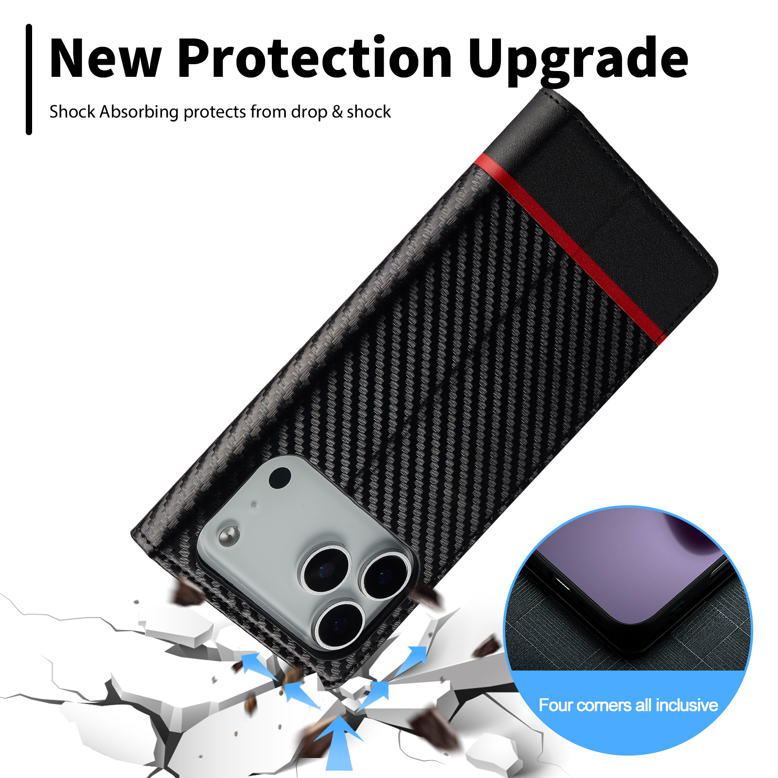 Carbon Fiber PU Leather Flip C - Leather X ulasan dan harga