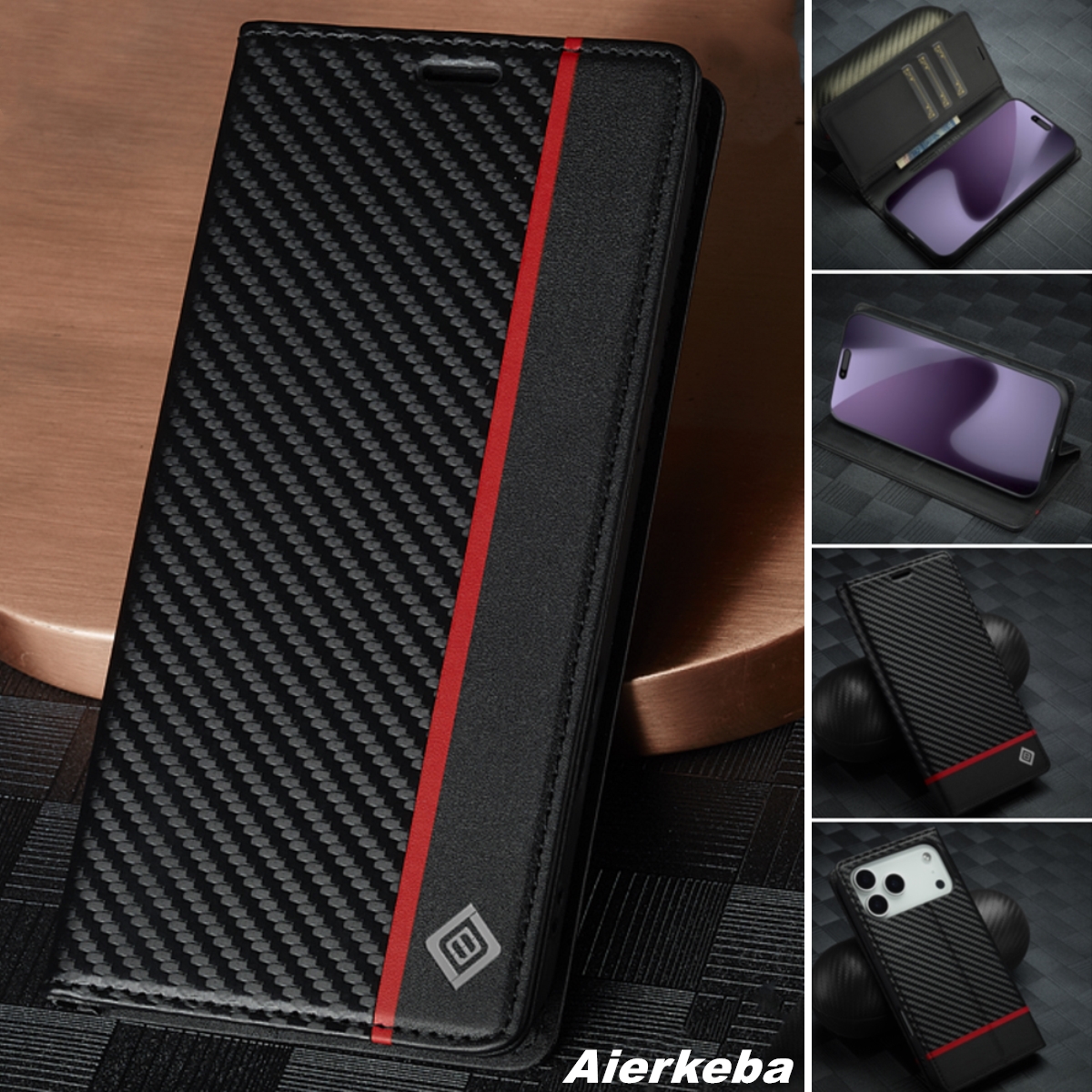 Carbon Fiber PU Leather Flip C - Leather X ulasan dan harga