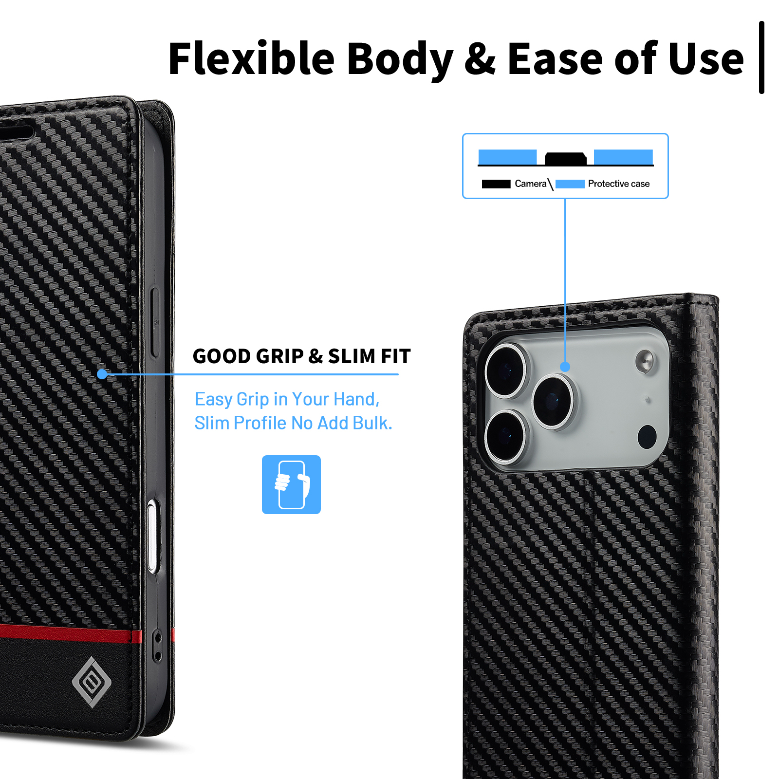 Carbon Fiber PU Leather Flip C - Leather X ulasan dan harga