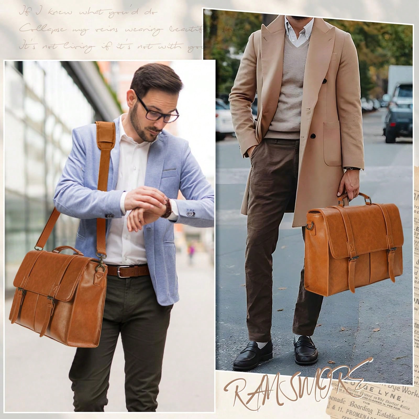 Messenger Bag For Men 15.6 Inc - Leatherwork Thread ulasan dan harga