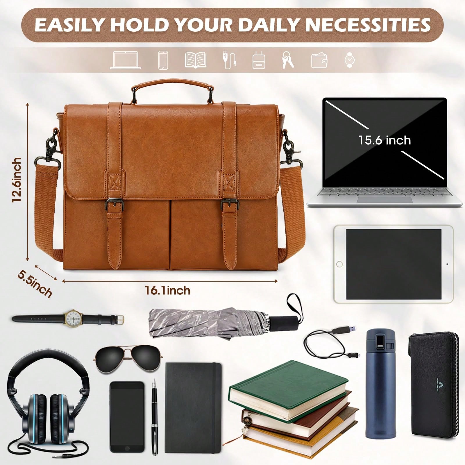 Messenger Bag For Men 15.6 Inc - Leatherwork Thread ulasan dan harga