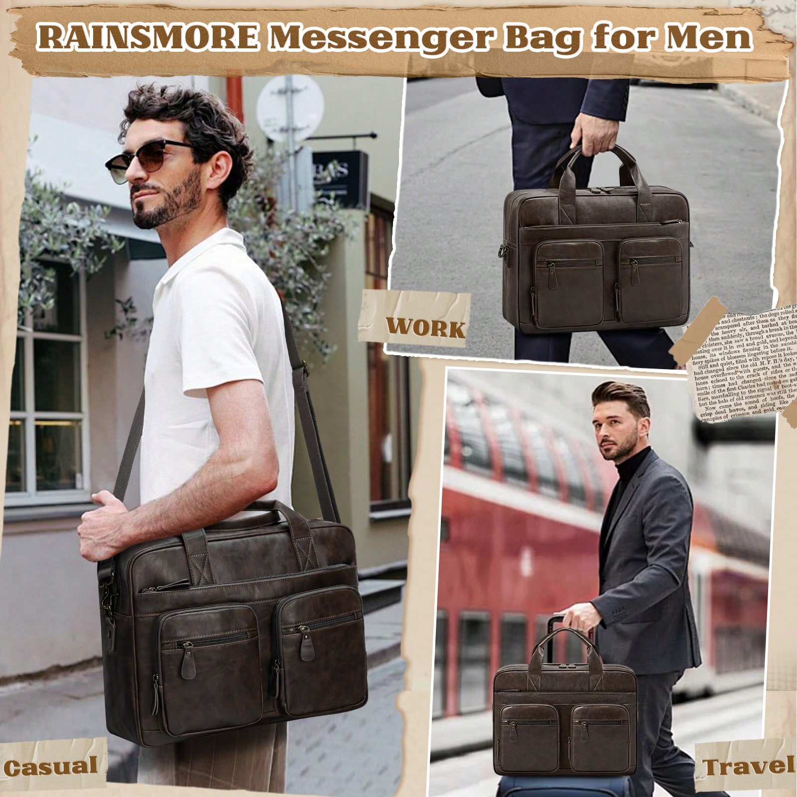 Vintage Messenger Bag For Men  - Leatherwork Thread ulasan dan harga