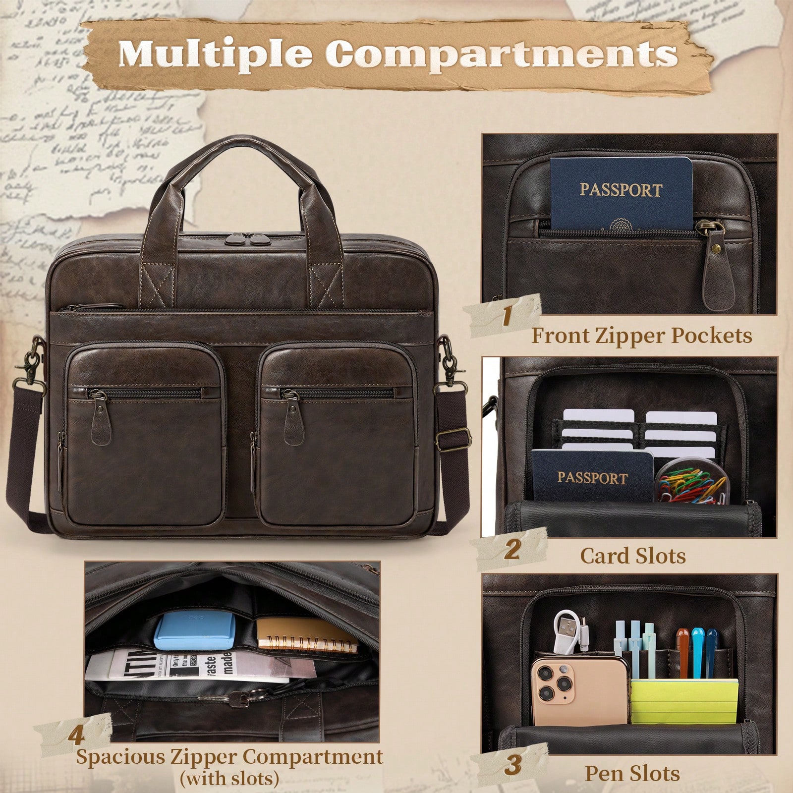 Vintage Messenger Bag For Men  - Leatherwork Thread ulasan dan harga