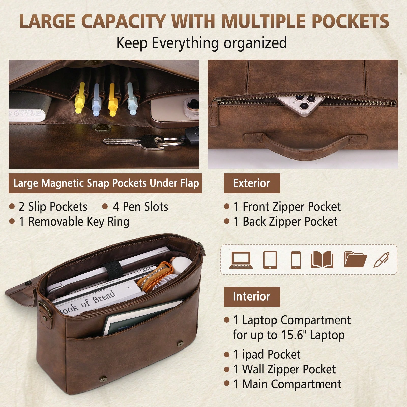 Leather Messenger Bag For Men  - Leatherwork Thread ulasan dan harga