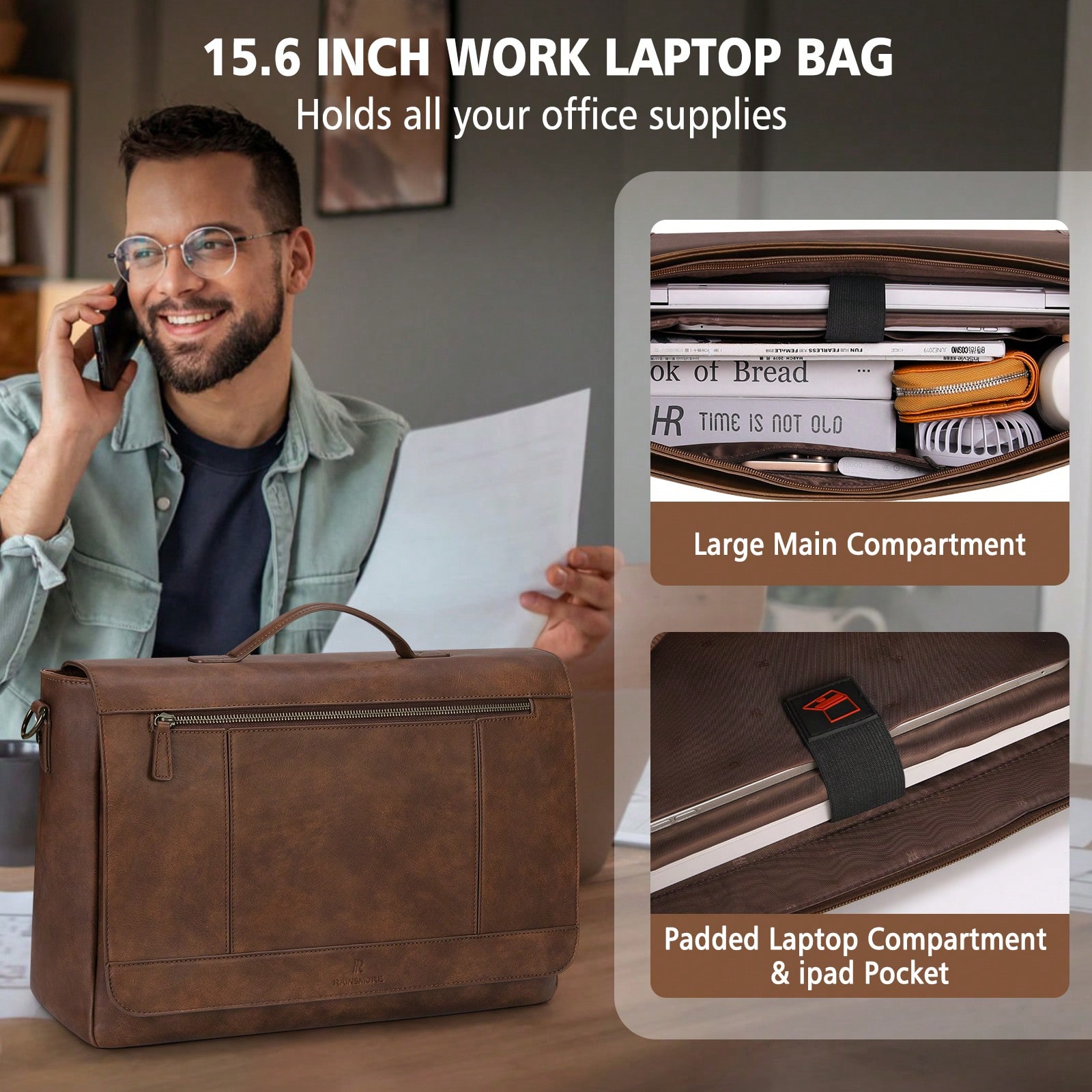 Leather Messenger Bag For Men  - Leatherwork Thread ulasan dan harga