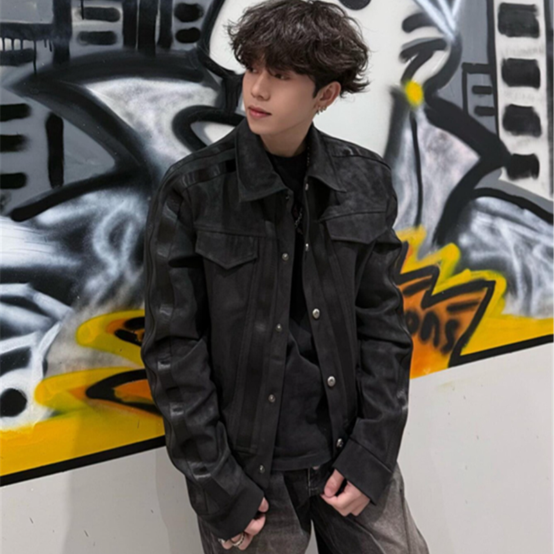 MWJLPWQ Retro Black Suede Spli - Leather Work Jacket Mens ulasan dan harga