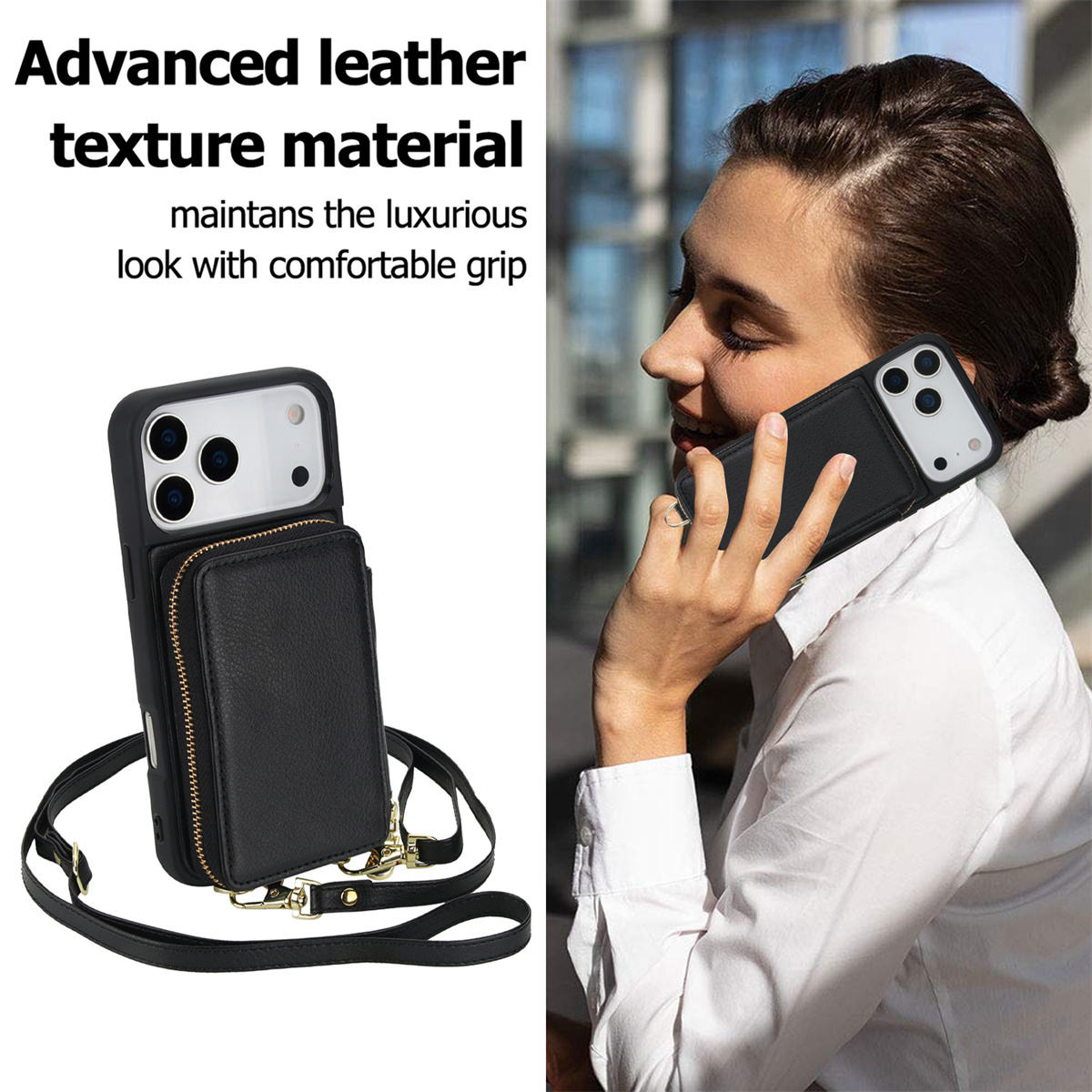 Crossbody Zipper Purse Card Ho - Leather X ulasan dan harga