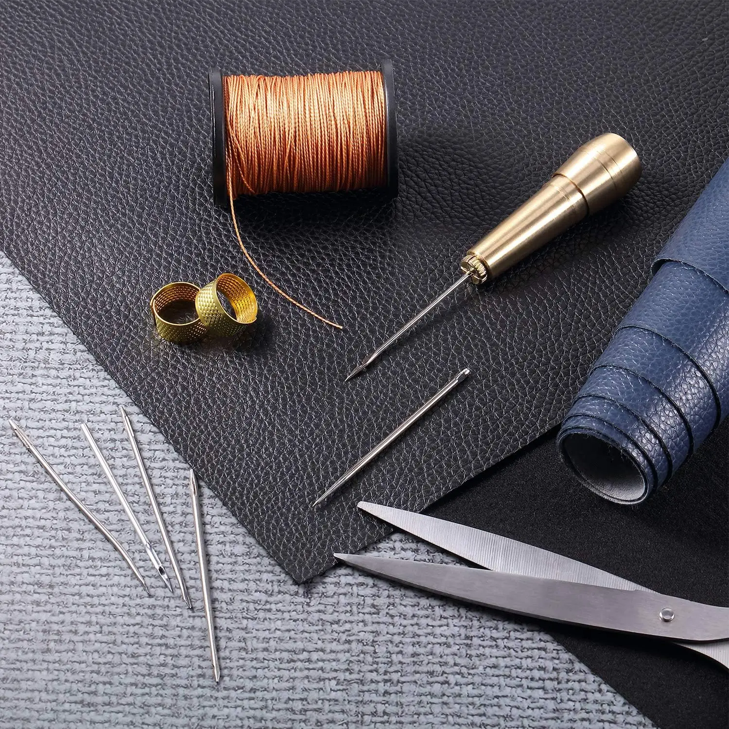 Leather Stitching Kit w/Copper - Leatherwork Thread ulasan dan harga
